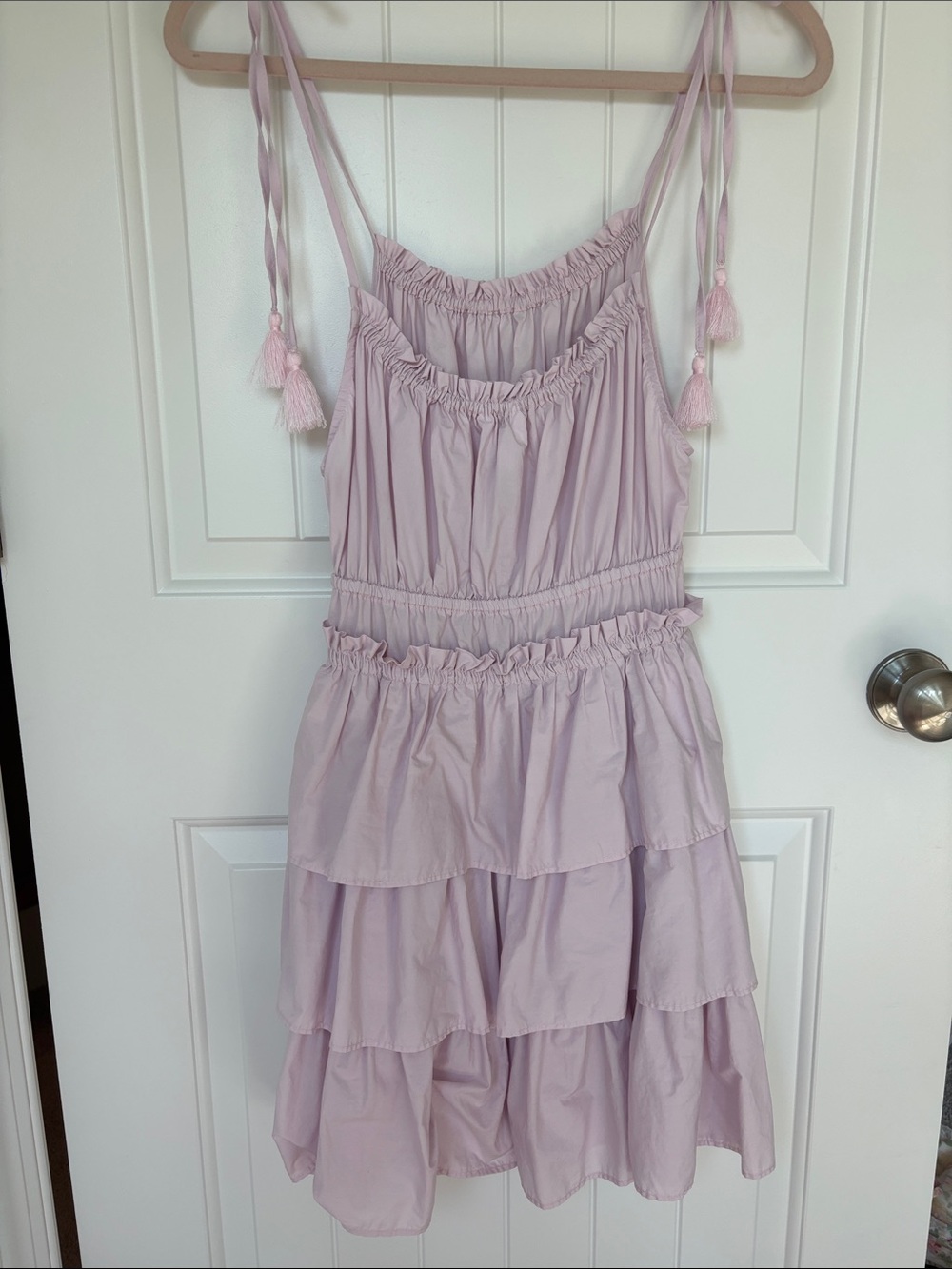 Steve Madden Light Lavender Tiered Tassel-Strap Dress